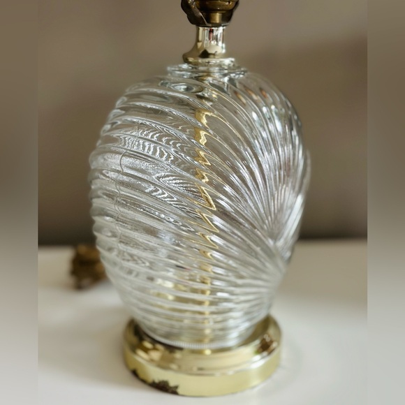 Vintage art deco scallop clear glass Lamp - Picture 4 of 10